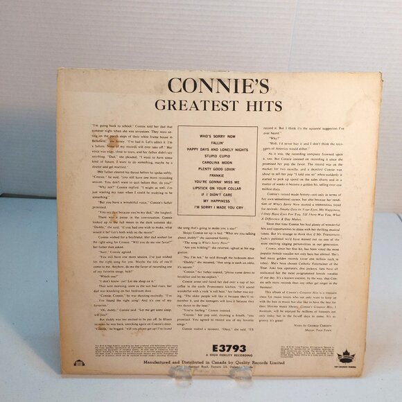 Connie Francis ~ Connie's Greatest Hits (Vinyl LP, 1960) - Picture 4 of 4